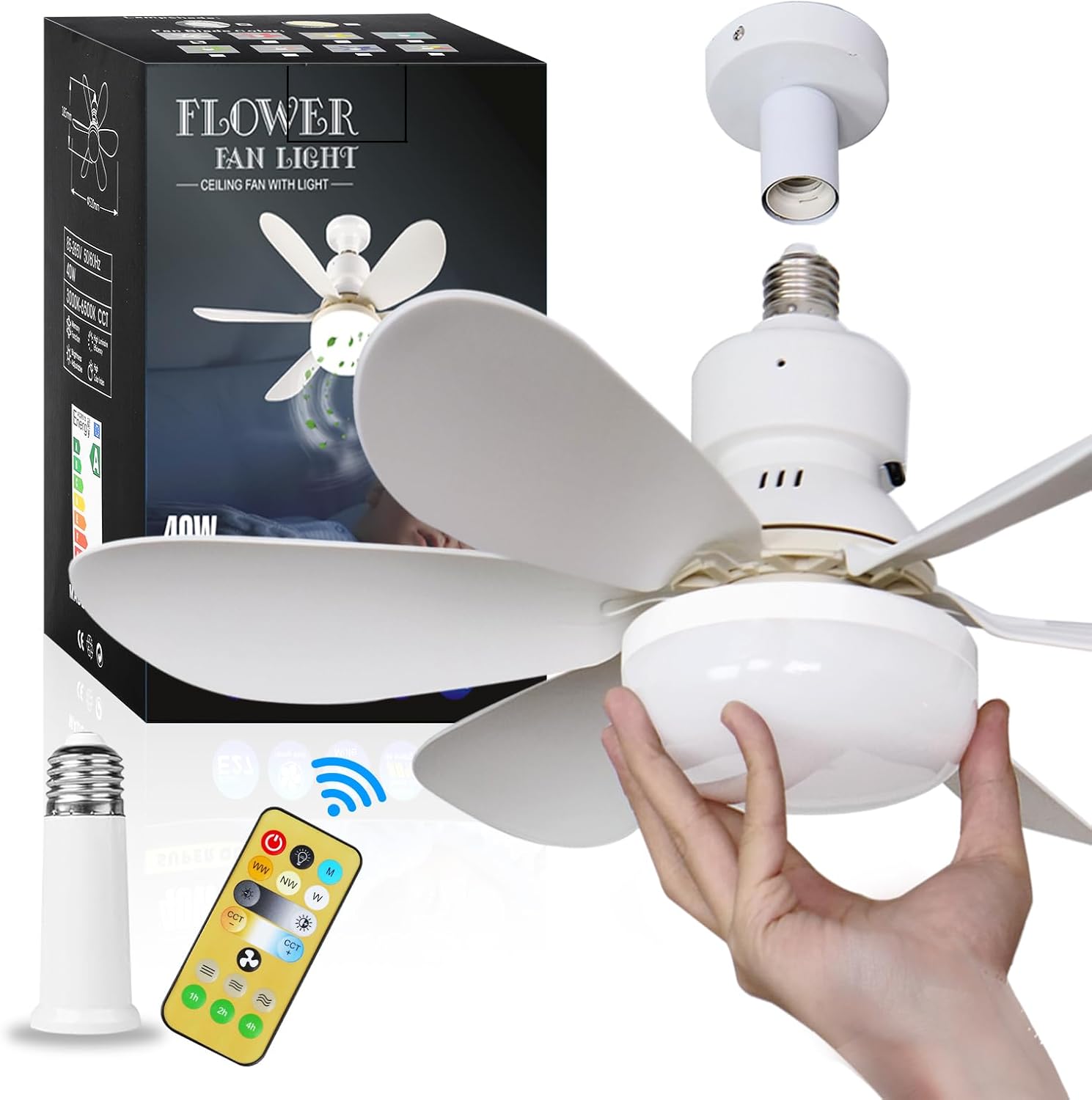 Smart Ceiling Fan With Light Remote - 조명이 있는 소형 천장 선풍기: 속도와