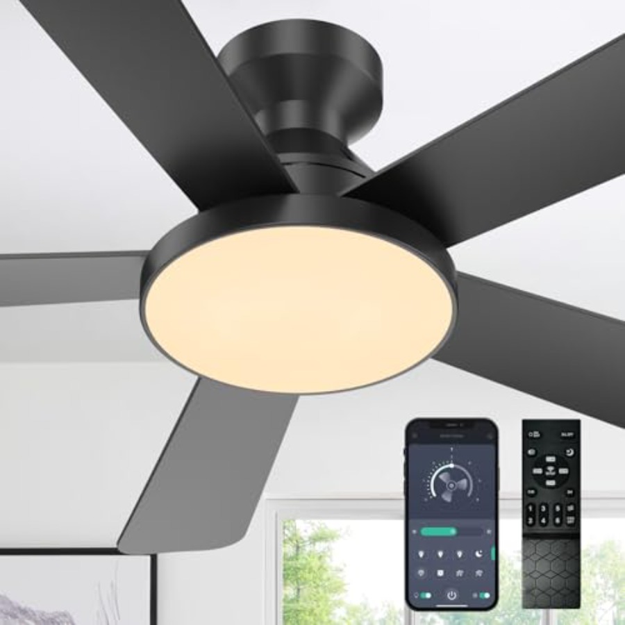 Ceiling Fan Low Profile Flush Mount - 조명이 있는 천장 선풍기, 46인치 슬림형