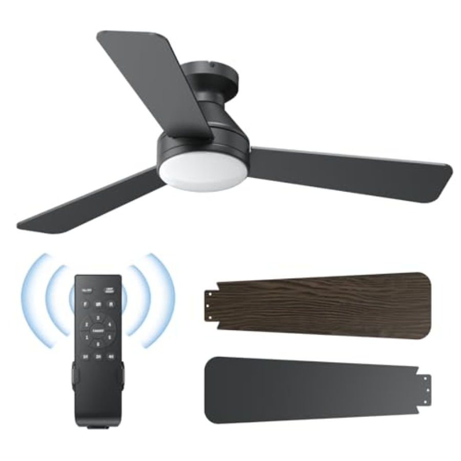 Ceiling Fan Low Profile Flush Mount - 침실 및 거실용 조명 포함 천장