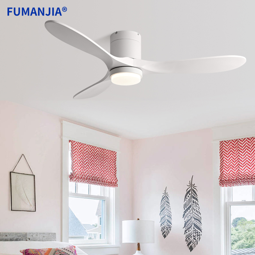 Ceiling Fan With Remote Control Reversible - 푸만지아 42/52/60인치 화이트 원목 블레이드 천장