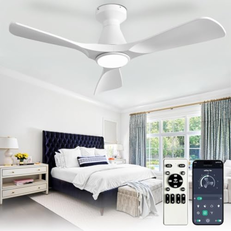Ceiling Fan Low Profile Flush Mount - 42인치 조명 포함 천장 선풍기: 흰색