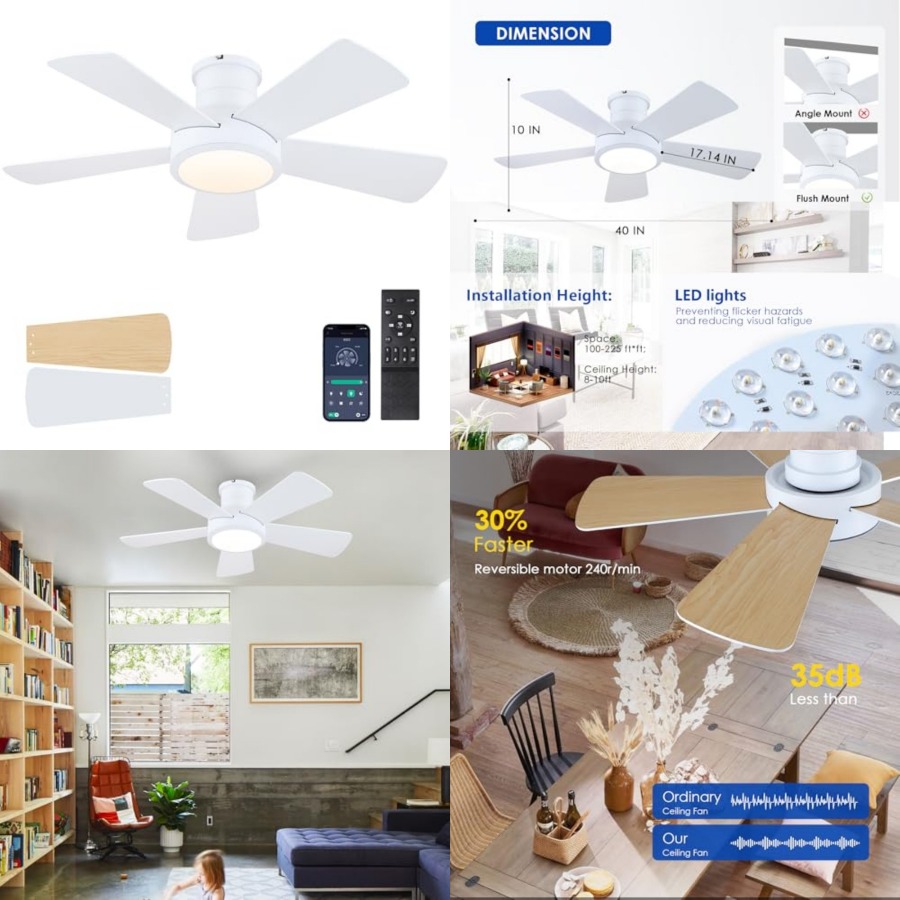플러시 마운트 천장 선풍기(조명 및 리모컨 포함), 저 - Ceiling Fan Low Profile Flush Mount 리뷰 및 가격