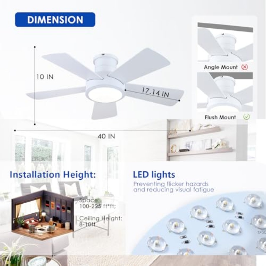 플러시 마운트 천장 선풍기(조명 및 리모컨 포함), 저 - Ceiling Fan Low Profile Flush Mount 리뷰 및 가격