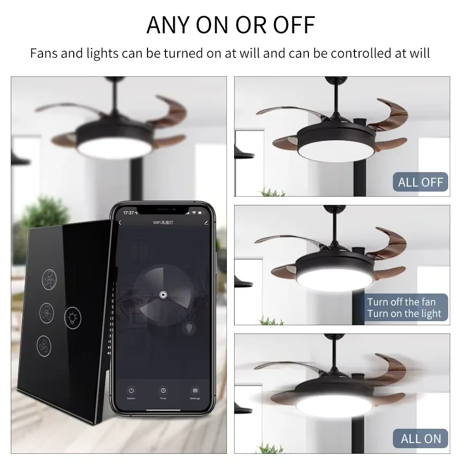 Tuya WiFi 천장 팬 라이트 스마트 스위치 터치  - Smart Ceiling Fan Alexa Wifi 리뷰 및 가격
