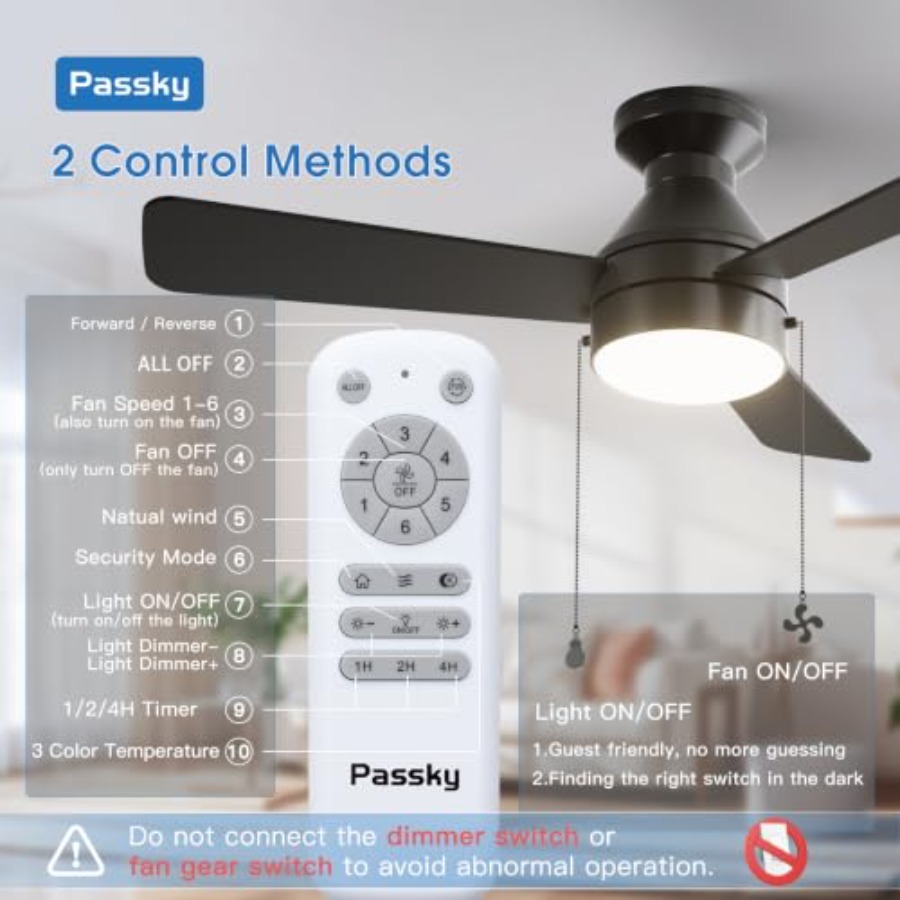 조명이 있는 천장 선풍기, 풀 체인 및 리모컨이 있는  - Ceiling Fan Low Profile Flush Mount 리뷰 및 가격