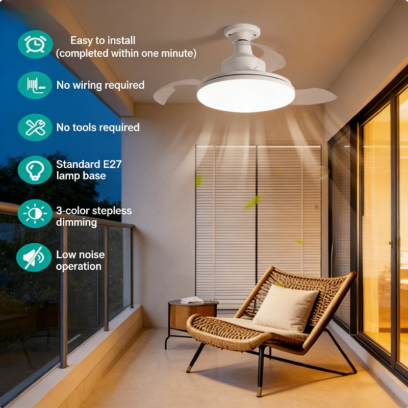 새로운 천장 선풍기 조명, 보이지 않는 텔레스코픽 날개 - Ceiling Fan Led 3 Blade Modern 리뷰 및 가격