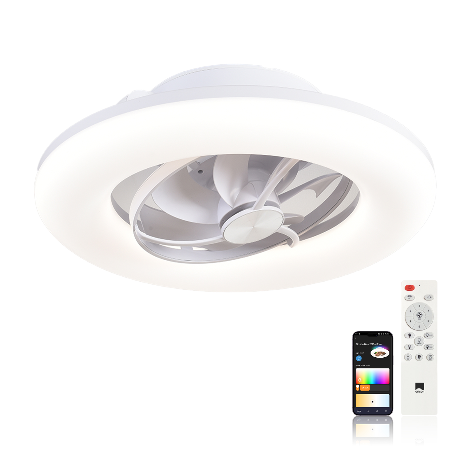 오리손 22인치 360 °   조명이 있는 진동형 천장 - Ceiling Fan Low Profile Flush Mount 리뷰 및 가격