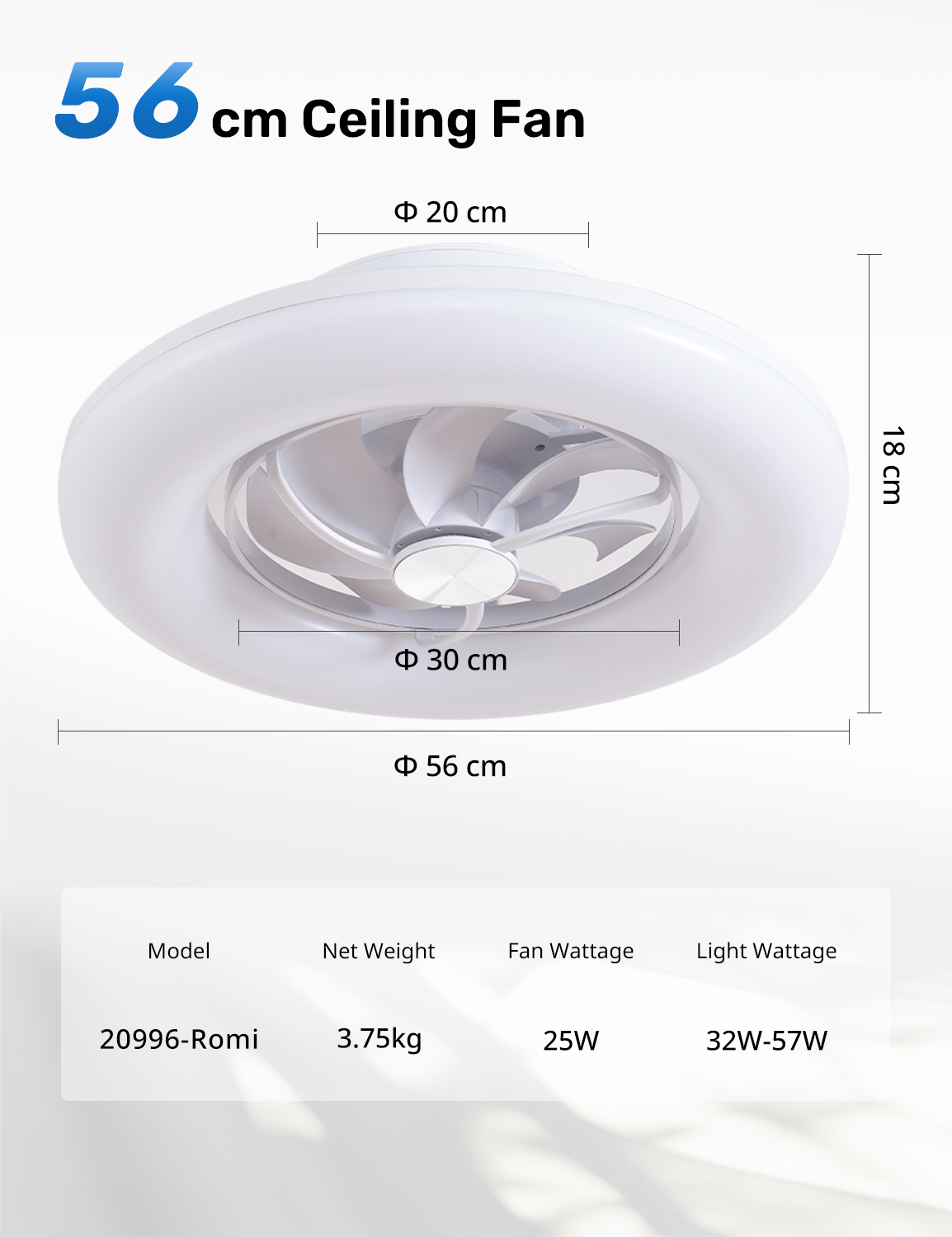 오리손 22인치 360 °   조명이 있는 진동형 천장 - Ceiling Fan Low Profile Flush Mount 리뷰 및 가격