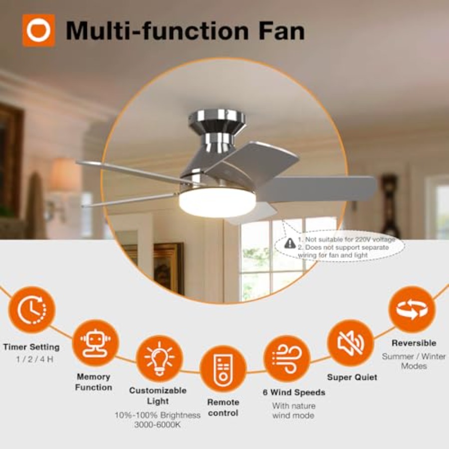 조명이 있는 천장 선풍기, 조명과 리모컨이 있는 로우  - Ceiling Fan Low Profile Flush Mount 리뷰 및 가격
