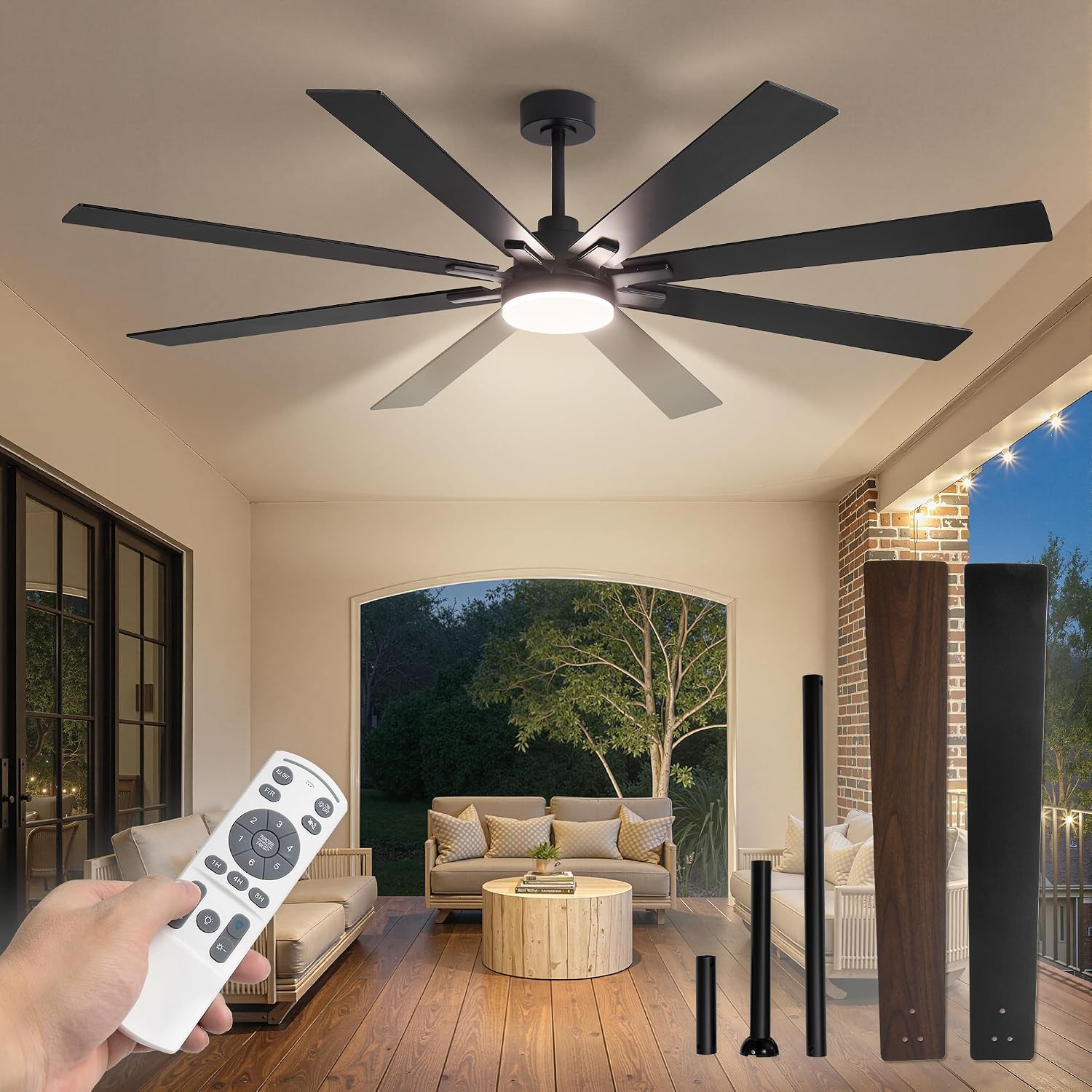 72인치 천장 선풍기(조명 및 리모컨 포함), 저소음  - Ceiling Fan Outdoor Damp Rated 리뷰 및 가격