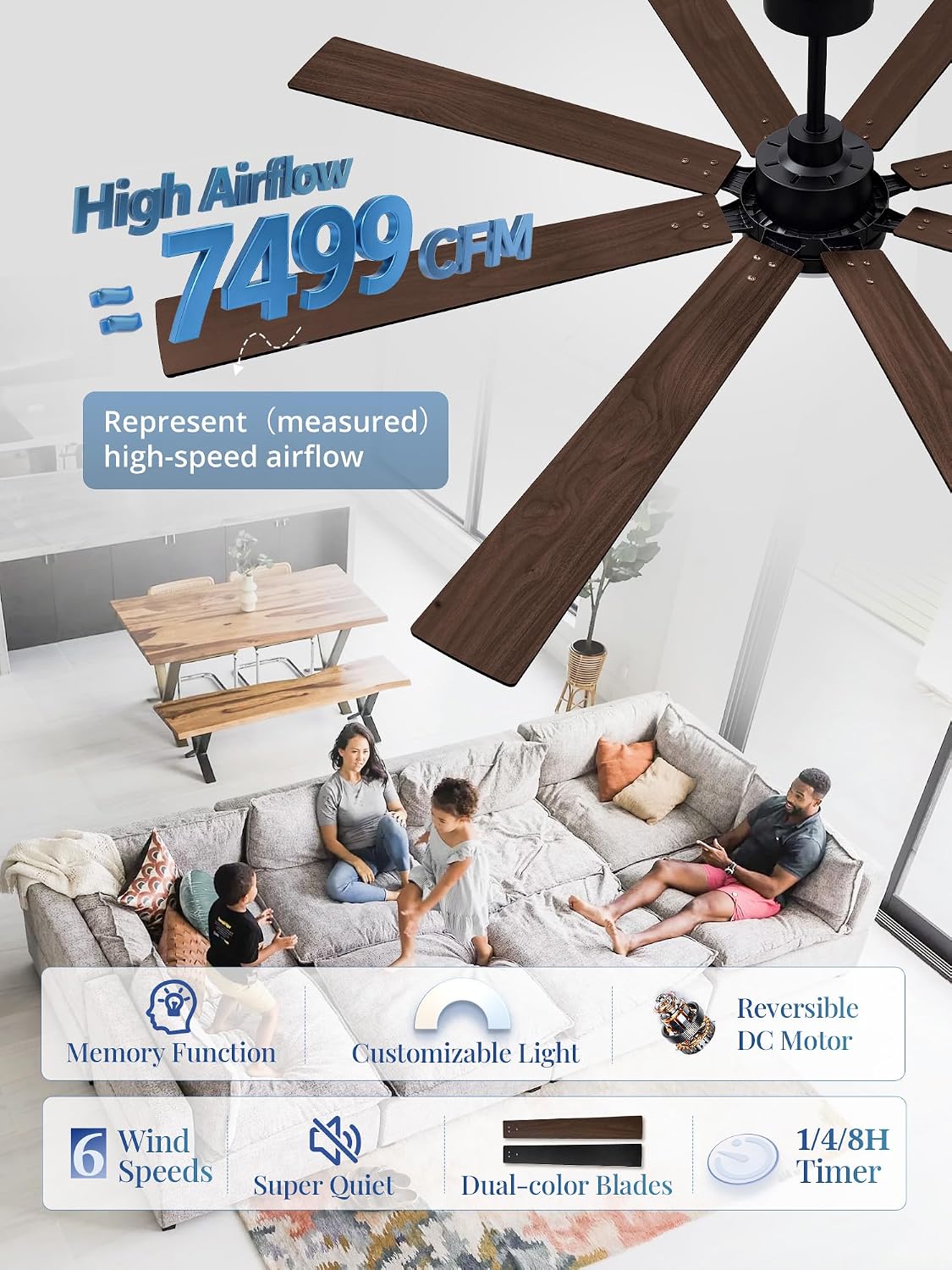 72인치 천장 선풍기(조명 및 리모컨 포함), 저소음  - Ceiling Fan Outdoor Damp Rated 리뷰 및 가격