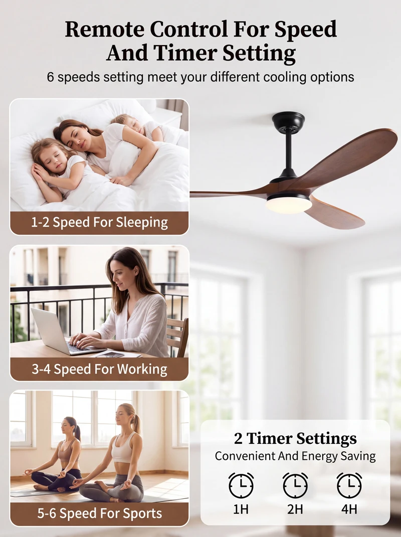 42, 52, 60인치, 3개의 나무 날개, DC 모터 - Ceiling Fan Led 3 Blade Modern 리뷰 및 가격