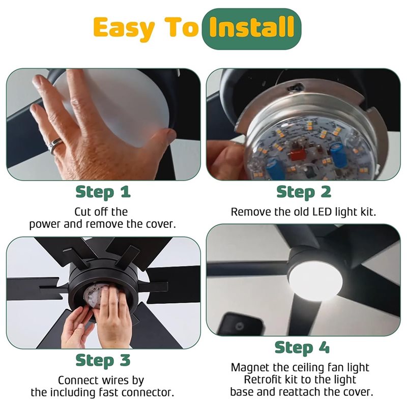 A50Q-천장 선풍기 조명 교체 키트 4인치 18W L - Ceiling Fan Light Kit Replacement 리뷰 및 가격