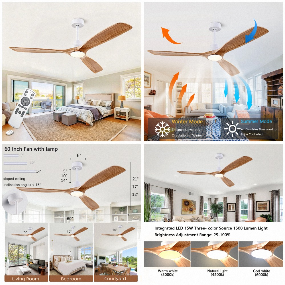 42/52/60인치 천연 나무 천장 선풍기(조명 포함) - Ceiling Fan Dc Motor 52 Inch 리뷰 및 가격