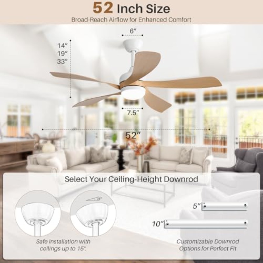 파티오와 거실용 실외 천장 선풍기: 52인치 모던 디자 - Ceiling Fan Dc Motor 52 Inch 리뷰 및 가격