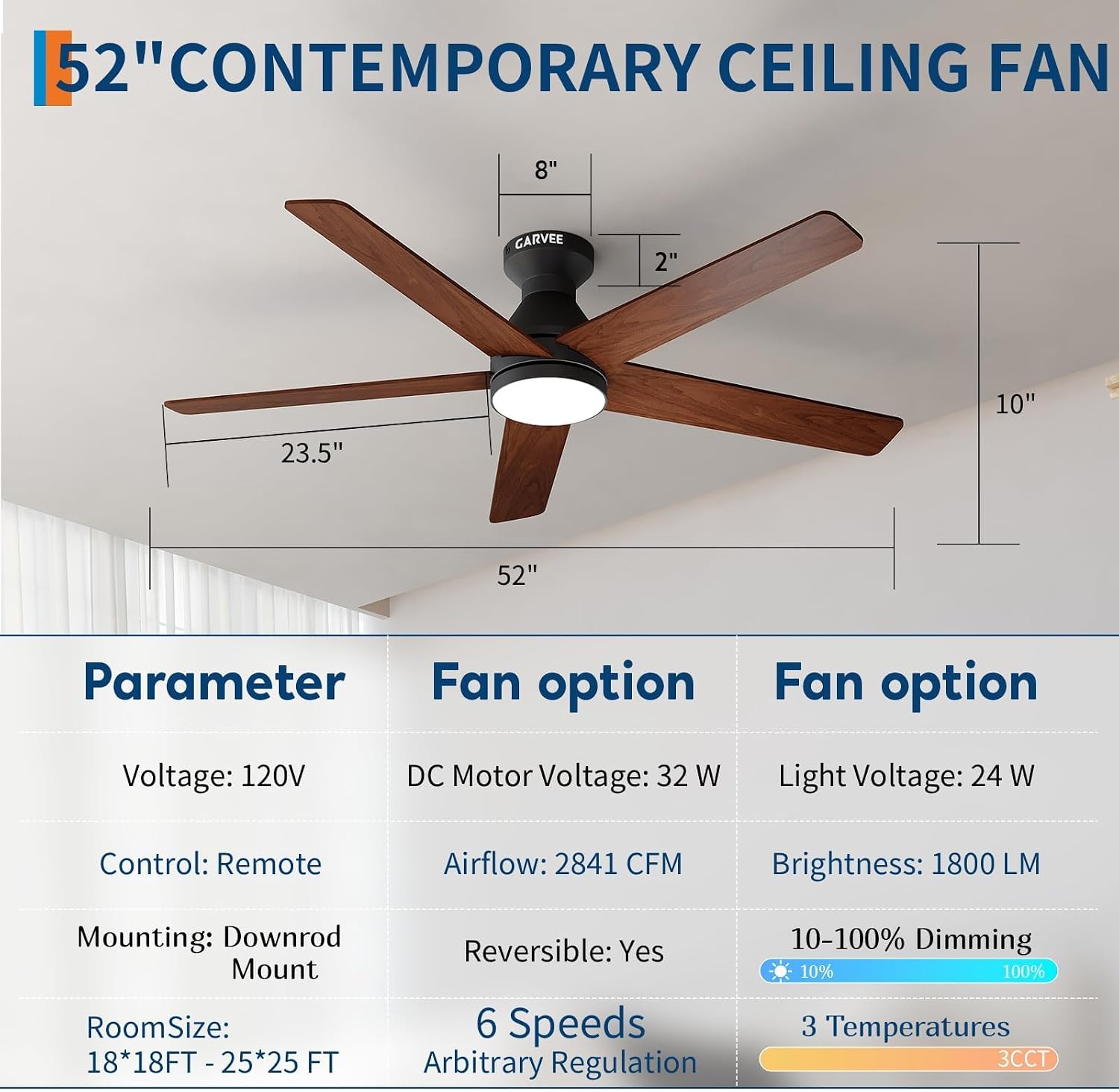 42/52인치 로우 프로파일 천장 선풍기(조명 및 나무 - Smart Ceiling Fan With Light Remote 리뷰 및 가격