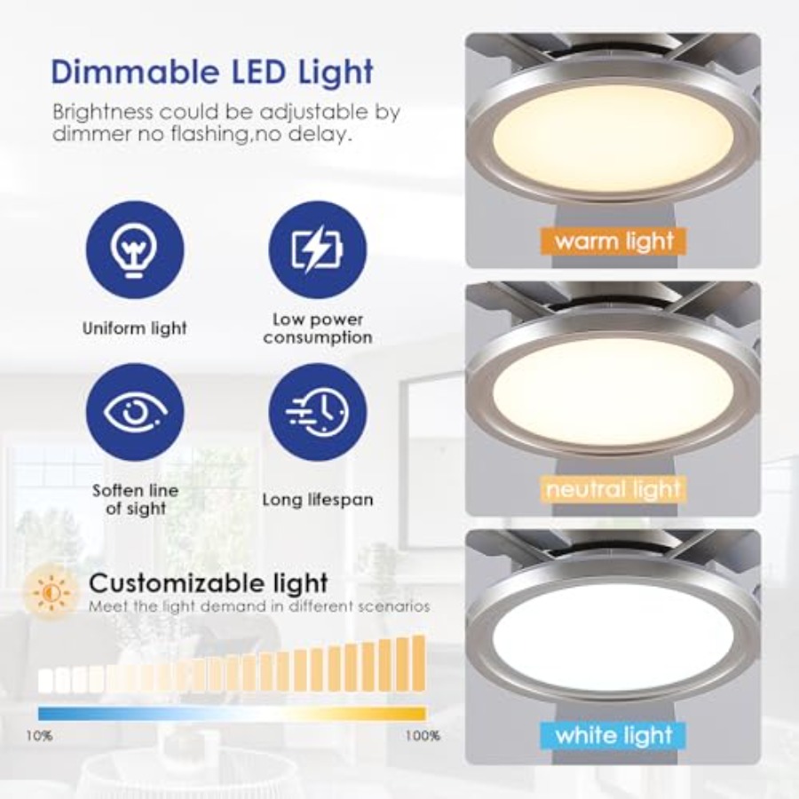52인치 천장 선풍기(조명 및 리모컨/앱 포함) - 3 - Ceiling Fan Low Profile Flush Mount 리뷰 및 가격
