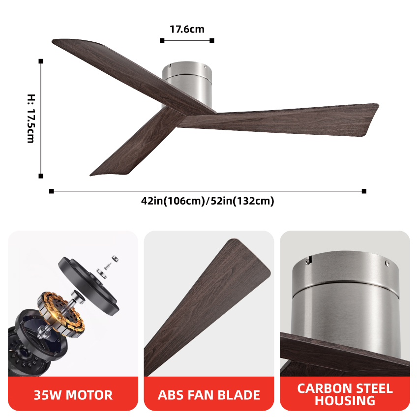 푸만지아 42/52인치 3날개 레트로 스타일 ABS 천 - Ceiling Fan With Remote Control Reversible 리뷰 및 가격