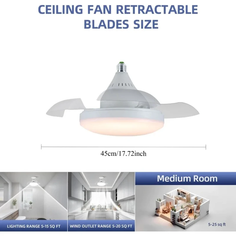 조명과 리모컨이 포함된 천장 선풍기, 숨겨진 접이식 블 - Smart Ceiling Fan With Light Remote 리뷰 및 가격