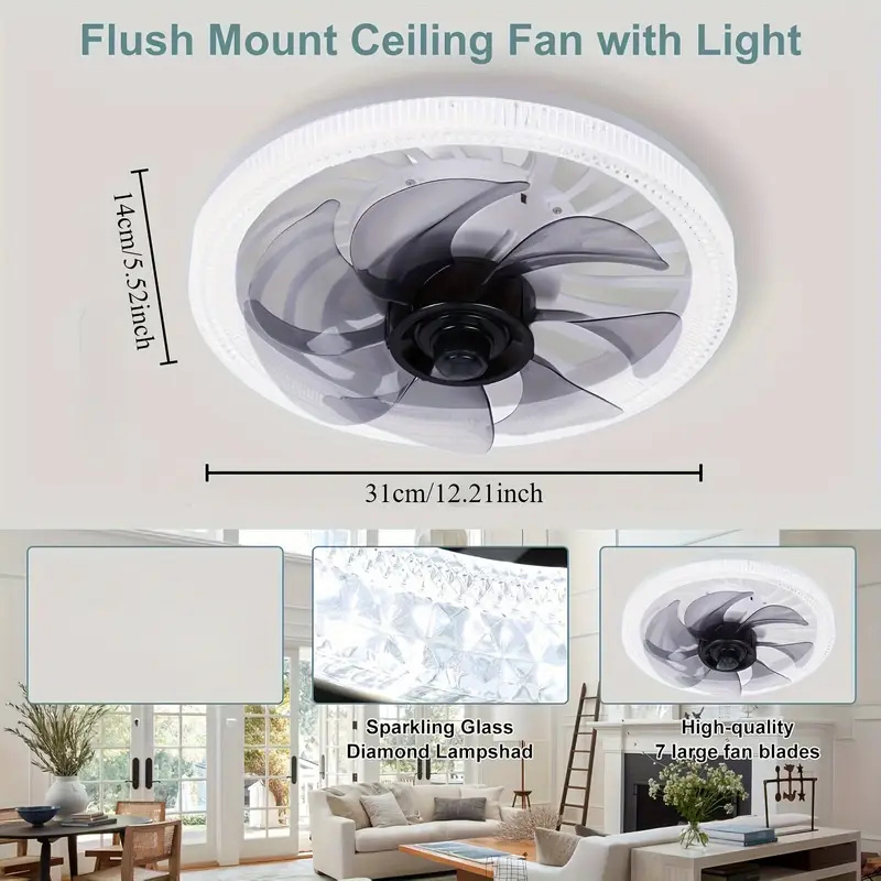 조명이 있는 천장 선풍기, 리모컨이 있는 소켓 팬 조명 - Ceiling Fan Low Profile Flush Mount 리뷰 및 가격
