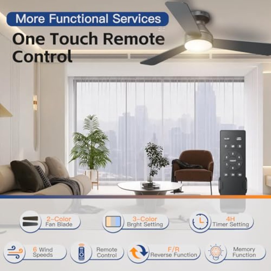 침실 및 거실용 조명 포함 천장 선풍기, ABS 플라스 - Ceiling Fan Low Profile Flush Mount 리뷰 및 가격