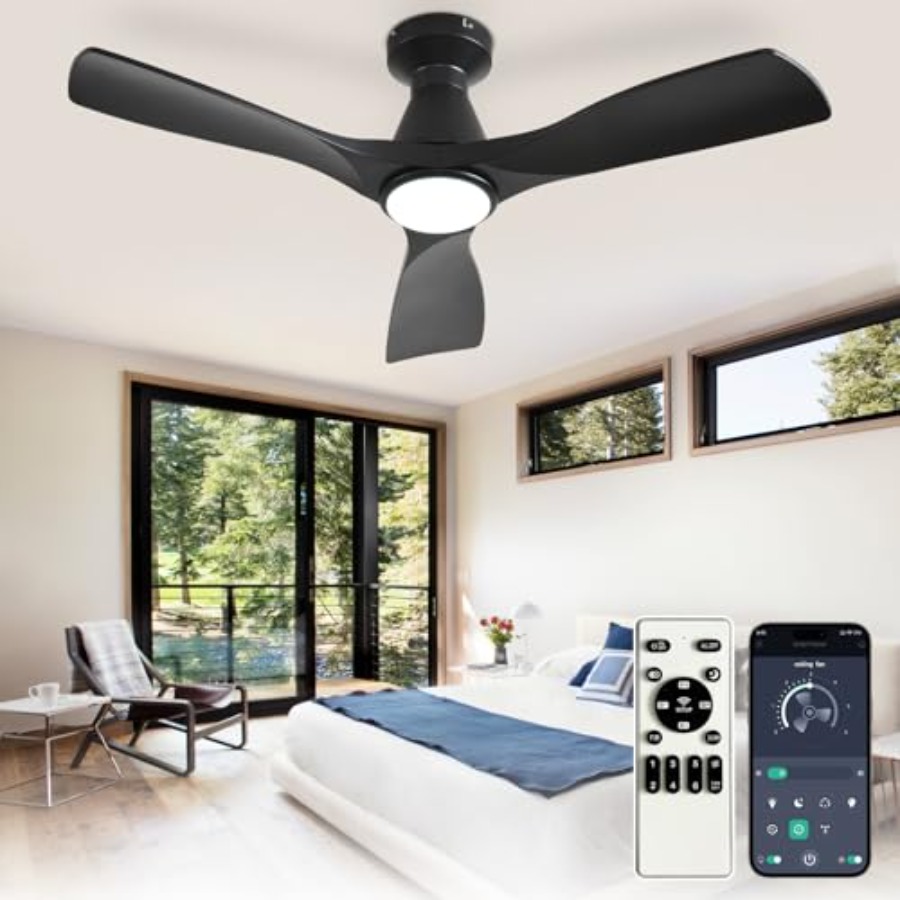 42인치 조명 포함 천장 선풍기: 블랙 3날개 플러시  - Ceiling Fan Low Profile Flush Mount 리뷰 및 가격
