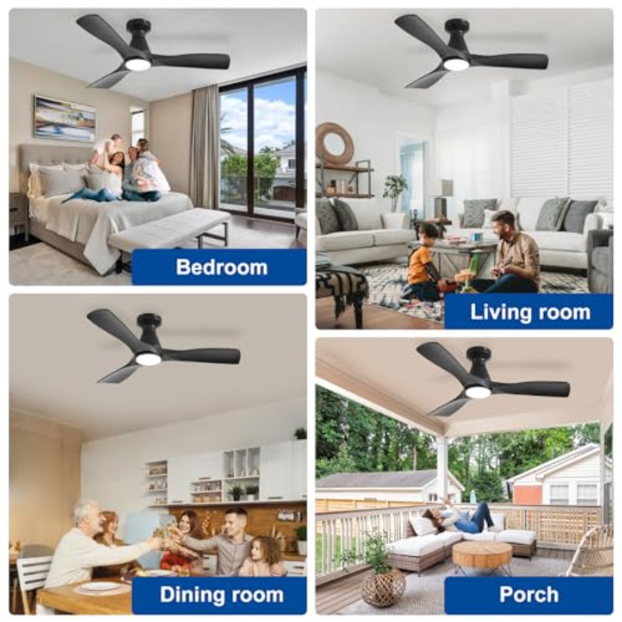 42인치 조명 포함 천장 선풍기: 블랙 3날개 플러시  - Ceiling Fan Low Profile Flush Mount 리뷰 및 가격