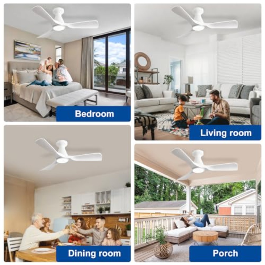 42인치 조명 포함 천장 선풍기: 흰색 3날개 플러시  - Ceiling Fan Low Profile Flush Mount 리뷰 및 가격