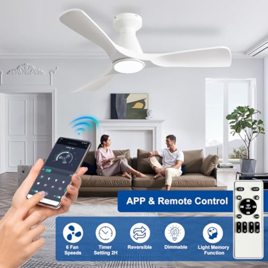 42인치 조명 포함 천장 선풍기: 흰색 3날개 플러시  - Ceiling Fan Low Profile Flush Mount 리뷰 및 가격