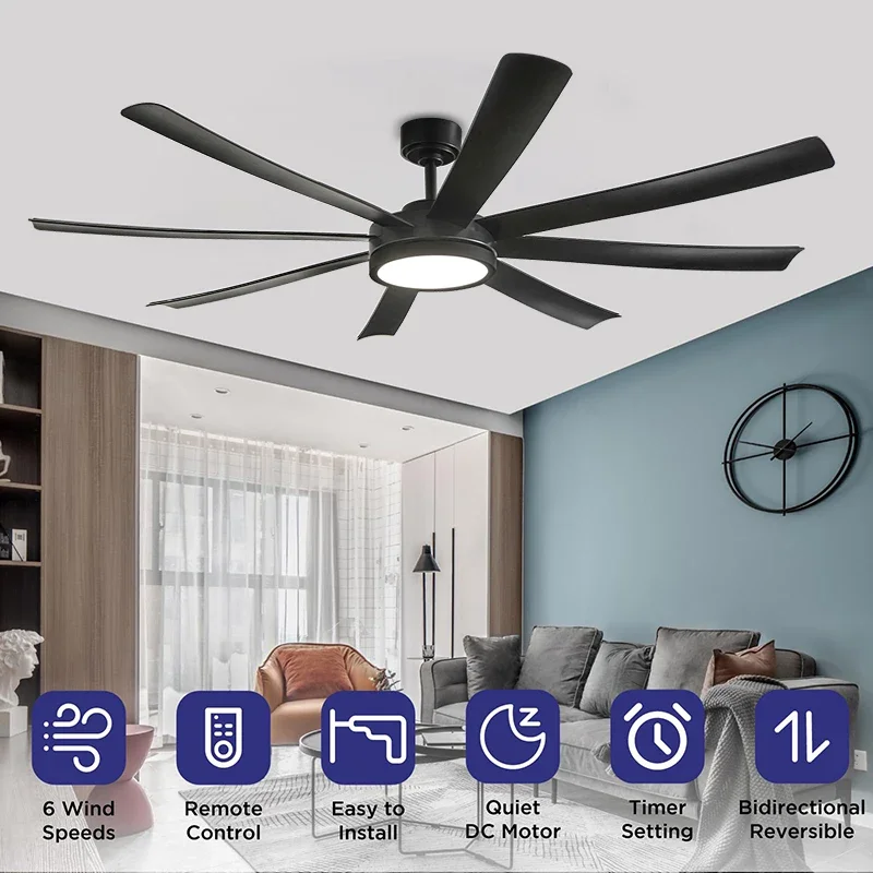 72인치 대형 직경 블랙 팬 펜던트 조명 천장등, DC - Ceiling Fan With Remote Control Reversible 리뷰 및 가격
