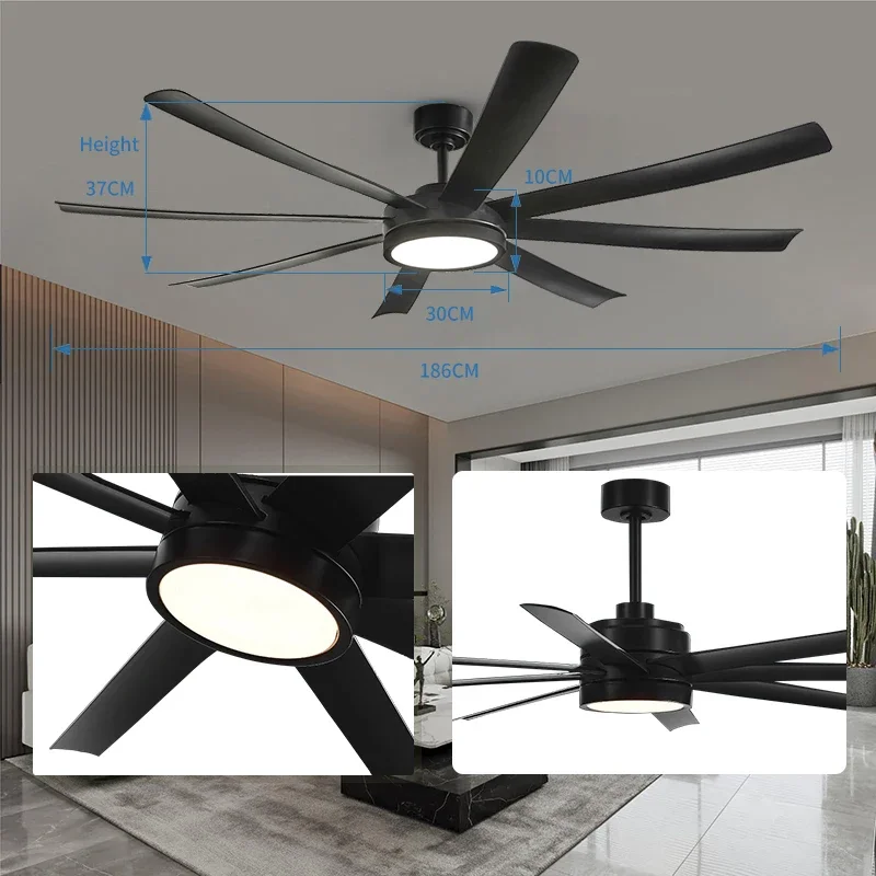 72인치 대형 직경 블랙 팬 펜던트 조명 천장등, DC - Ceiling Fan With Remote Control Reversible 리뷰 및 가격