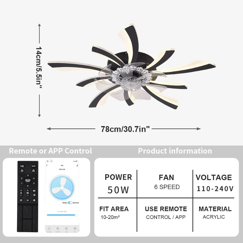 거실 천장 선풍기 조명 침실 식당 어린이 실내 조명 리 - Smart Ceiling Fan With Light Remote 리뷰 및 가격