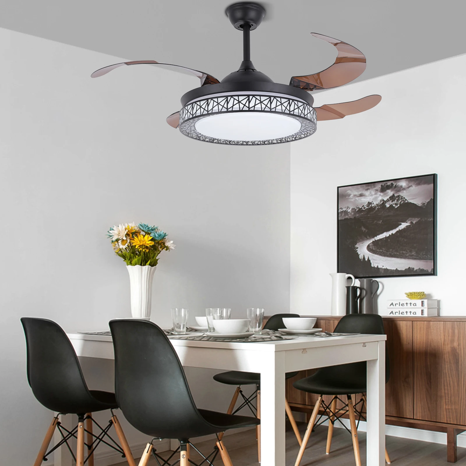 LED 조명이 있는 접이식 천장 선풍기, 모던 홈 데코 - Ceiling Fan Led 3 Blade Modern 리뷰 및 가격